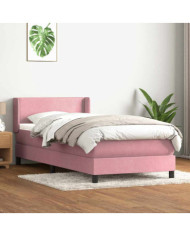 Sommier à lattes de lit avec matelas rose 80x210 cm velours | Mobilier & Déco