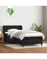 Sommier à lattes de lit avec matelas noir 80x210 cm velours | Mobilier & Déco