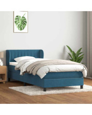 Sommier à lattes de lit et matelas bleu foncé 80x210 cm velours | Mobilier & Déco