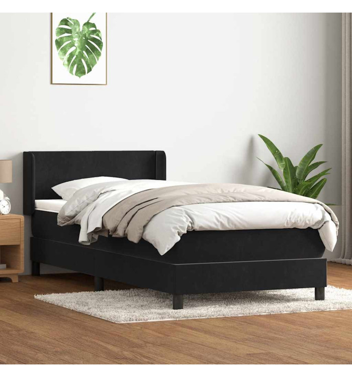 Sommier à lattes de lit avec matelas noir 80x210 cm velours | Mobilier & Déco