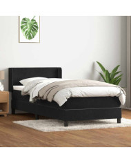 Sommier à lattes de lit avec matelas noir 80x210 cm velours | Mobilier & Déco