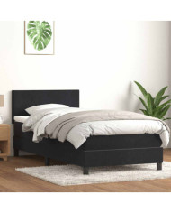 Sommier à lattes de lit avec matelas noir 80x210 cm velours | Mobilier & Déco