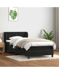 Sommier à lattes de lit avec matelas noir 80x210 cm velours | Mobilier & Déco