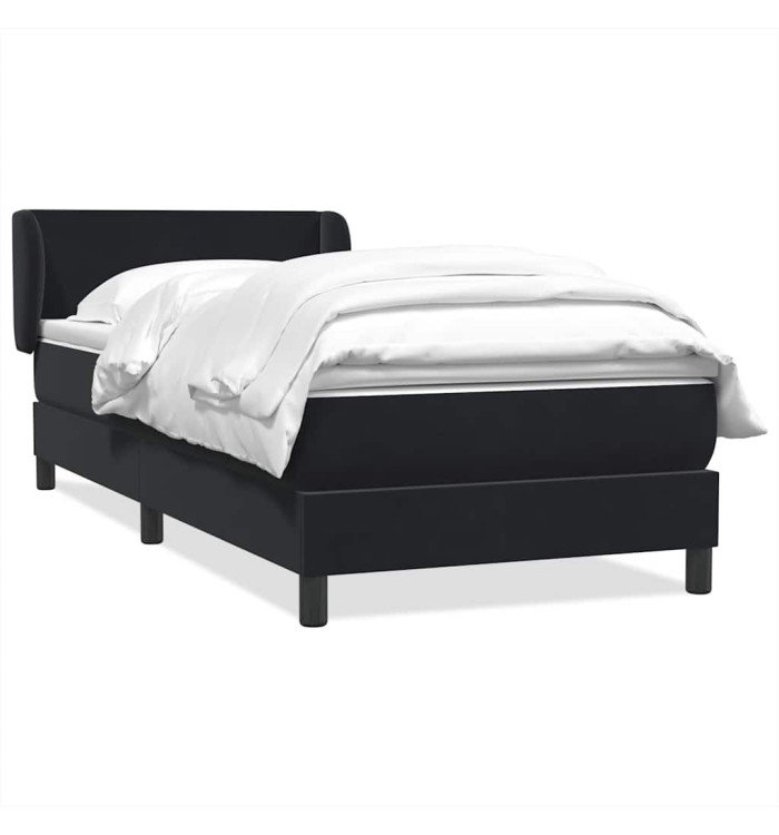 Sommier à lattes de lit avec matelas noir 80x210 cm velours | Mobilier & Déco