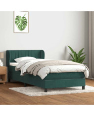 Sommier à lattes de lit et matelas vert foncé 90x210 cm velours | Mobilier & Déco