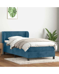 Sommier à lattes de lit et matelas bleu foncé 90x210 cm velours | Mobilier & Déco
