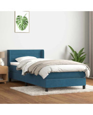 Sommier à lattes de lit et matelas bleu foncé 90x210 cm velours | Mobilier & Déco