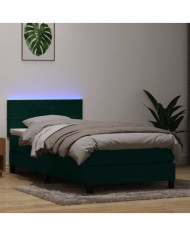 Sommier à lattes de lit et matelas vert foncé 90x210 cm velours | Mobilier & Déco