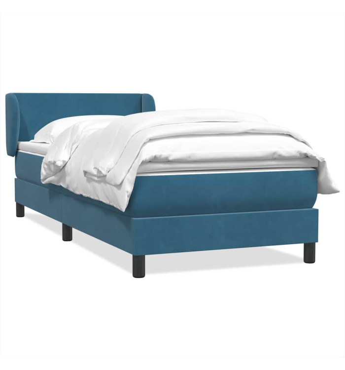 Sommier à lattes de lit et matelas bleu foncé 90x210 cm velours | Mobilier & Déco