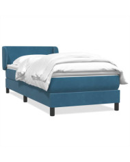 Sommier à lattes de lit et matelas bleu foncé 90x210 cm velours | Mobilier & Déco