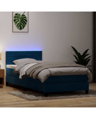 Sommier à lattes de lit et matelas bleu foncé 90x210 cm velours | Mobilier & Déco