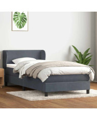 Sommier à lattes de lit et matelas gris foncé 80x210 cm velours | Mobilier & Déco
