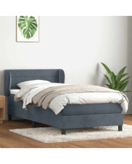 Sommier à lattes de lit et matelas gris foncé 80x210 cm velours | Mobilier & Déco