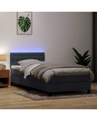 Sommier à lattes de lit et matelas gris foncé 80x210 cm velours | Mobilier & Déco