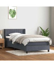 Sommier à lattes de lit et matelas gris foncé 80x210 cm velours | Mobilier & Déco
