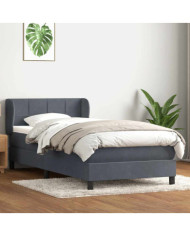 Sommier à lattes de lit et matelas gris foncé 80x210 cm velours | Mobilier & Déco