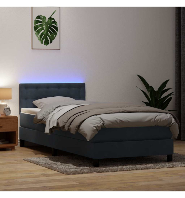 Sommier à lattes de lit et matelas gris foncé 80x210 cm velours | Mobilier & Déco