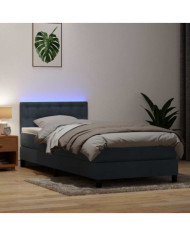Sommier à lattes de lit et matelas gris foncé 80x210 cm velours | Mobilier & Déco