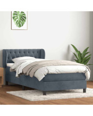 Sommier à lattes de lit et matelas gris foncé 80x210 cm velours | Mobilier & Déco