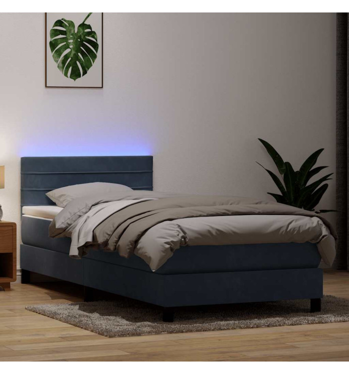 Sommier à lattes de lit et matelas gris foncé 80x210 cm velours | Mobilier & Déco