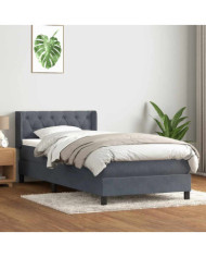 Sommier à lattes de lit et matelas gris foncé 80x210 cm velours | Mobilier & Déco
