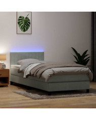 Sommier à lattes de lit et matelas gris clair 90x210 cm velours | Mobilier & Déco