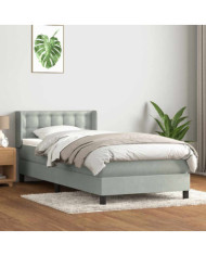 Sommier à lattes de lit et matelas gris clair 90x210 cm velours | Mobilier & Déco