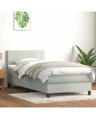 Sommier à lattes de lit et matelas gris clair 90x210 cm velours | Mobilier & Déco