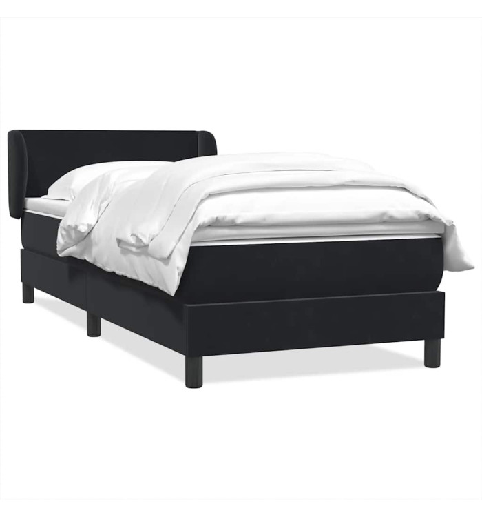 Sommier à lattes de lit avec matelas noir 100x210 cm velours | Mobilier & Déco