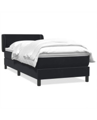 Sommier à lattes de lit avec matelas noir 100x210 cm velours | Mobilier & Déco