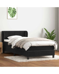 Sommier à lattes de lit avec matelas noir 100x210 cm velours | Mobilier & Déco