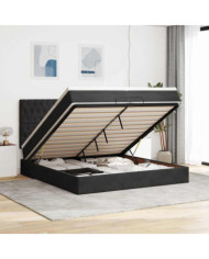  Cadre de lit ottoman avec matelas noir 200x200cm velours | Mobilier & Déco