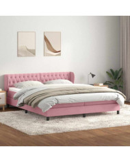 Sommier à lattes de lit avec matelas rose 180x220 cm velours | Mobilier & Déco
