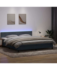 Sommier à lattes de lit et matelas gris foncé 180x220cm velours | Mobilier & Déco