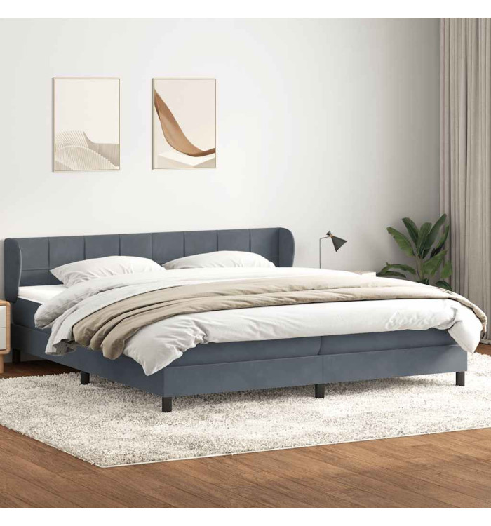 Sommier à lattes de lit et matelas gris foncé 180x220cm velours | Mobilier & Déco