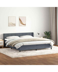 Sommier à lattes de lit et matelas gris foncé 180x220cm velours | Mobilier & Déco