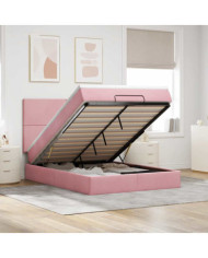  Cadre de lit ottoman avec matelas rose 140x200 cm velours | Mobilier & Déco