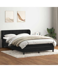 Sommier à lattes de lit avec matelas noir 160x220 cm velours | Mobilier & Déco