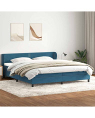 Sommier à lattes de lit et matelas bleu foncé 180x220cm velours | Mobilier & Déco
