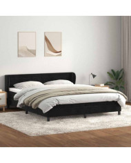 Sommier à lattes de lit avec matelas noir 180x220 cm velours | Mobilier & Déco
