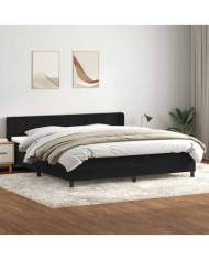 Sommier à lattes de lit avec matelas noir 180x220 cm velours | Mobilier & Déco