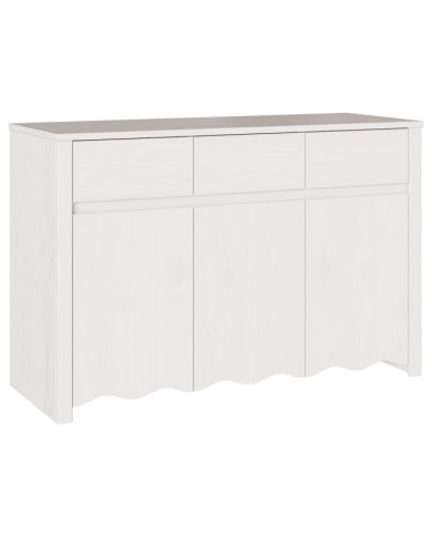 Buffet "DRAMMEN" Blanc 114x43x75,5 cm en Bois Massif de Pin | Mobilier & Déco