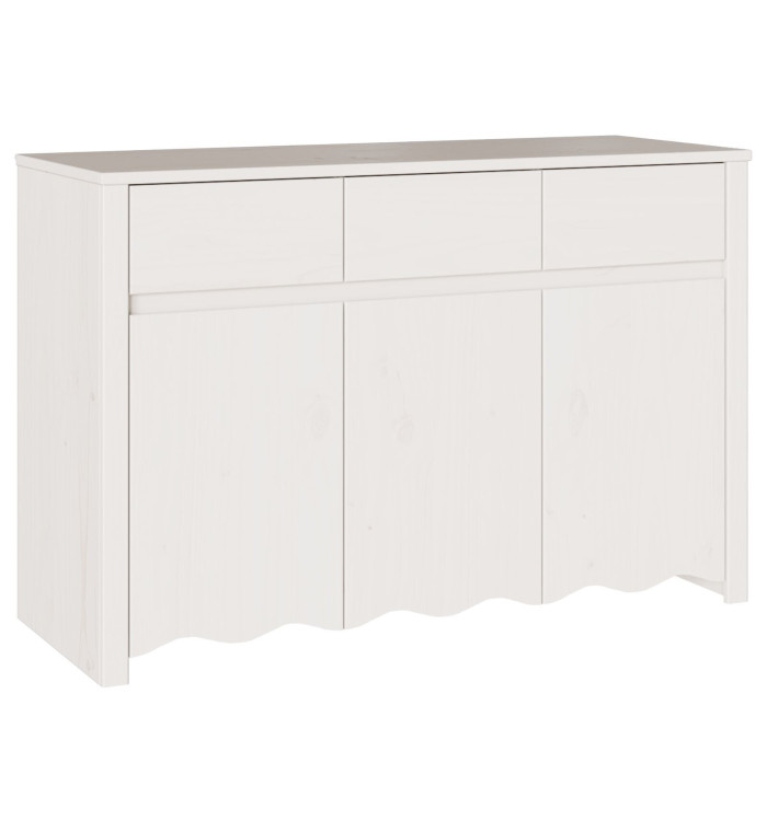 Buffet "DRAMMEN" Blanc 114x43x75,5 cm en Bois Massif de Pin | Mobilier & Déco