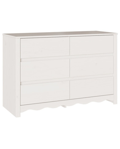 Commode "DRAMMEN" Blanche 111x43x73,5 cm en Bois massif de Pin | Mobilier & Déco