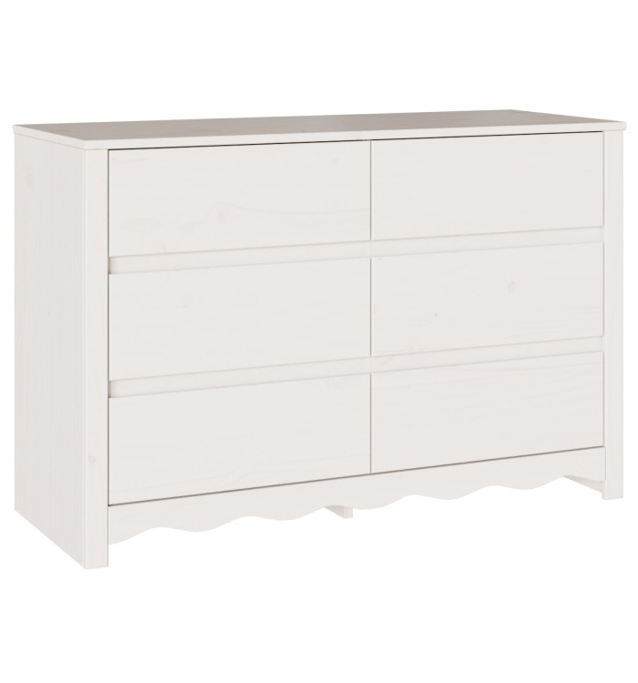 Commode "DRAMMEN" Blanche 111x43x73,5 cm en Bois massif de Pin | Mobilier & Déco