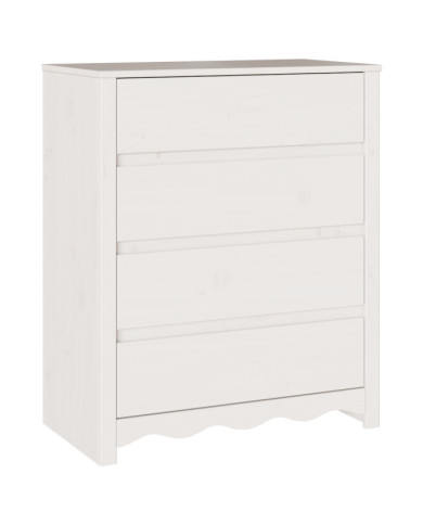 Commode "DRAMMEN" Blanche 76,5x40x91 cm En Bois Massif de Pin | Mobilier & Déco