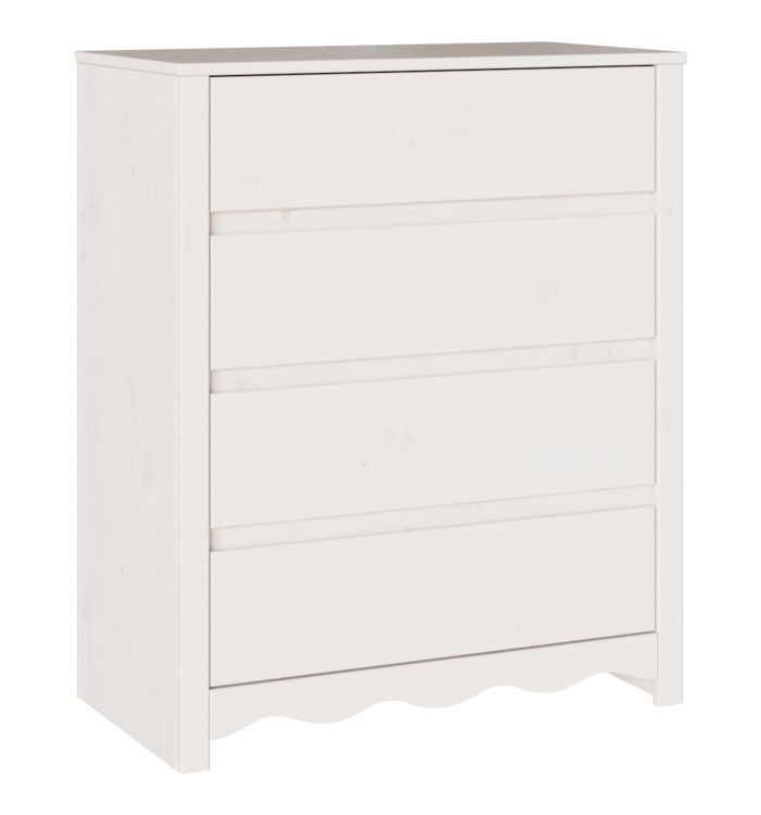 Commode "DRAMMEN" Blanche 76,5x40x91 cm En Bois Massif de Pin | Mobilier & Déco