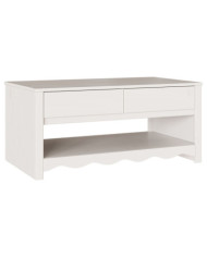Table basse "DRAMMEN" Blanche 99x55x45 cm en bois massif de pin | Mobilier & Déco