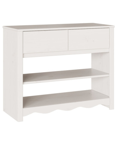 Table console "DRAMMEN" Blanche 89,5x37x73 cm en bois massif de pin | Mobilier & Déco