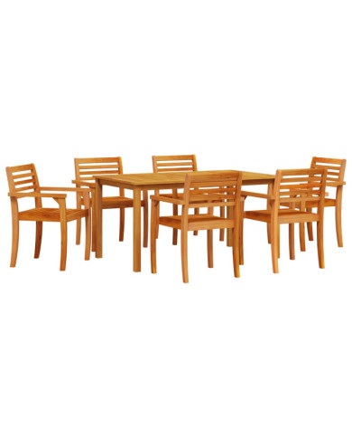 Ensemble de salle à manger de jardin 7 pièces en acacia massif | Mobilier & Déco